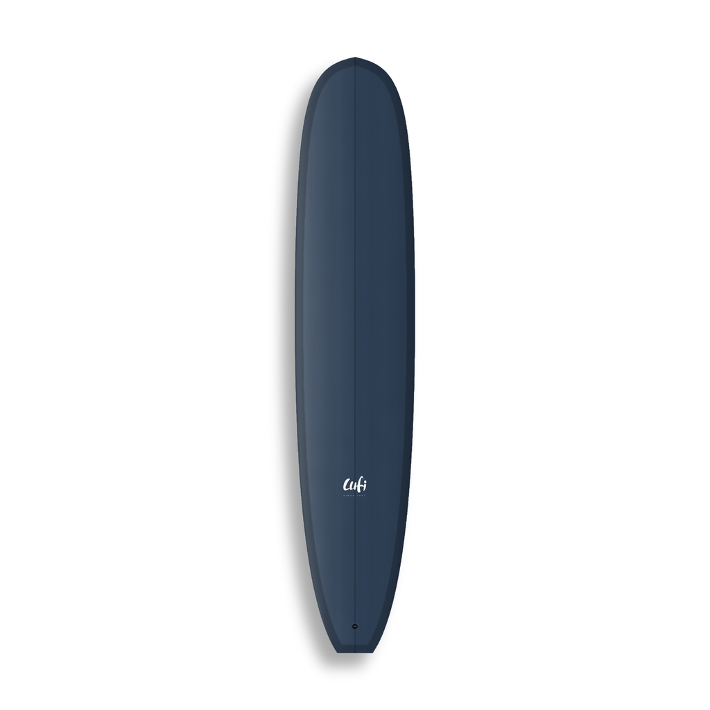 Longboard California Dream da Lufi Surf Co na cor Azul Marinho, visto pelo deck