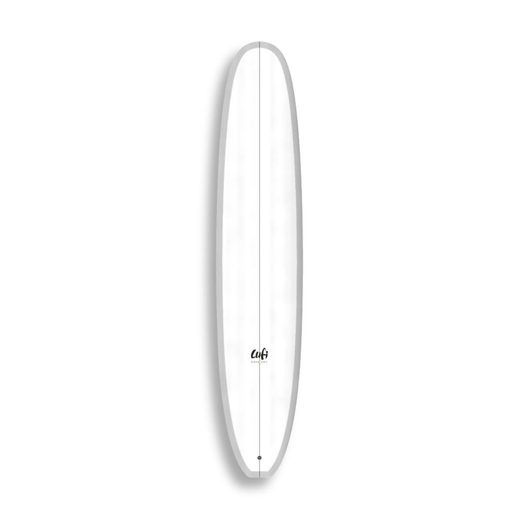 Longboard La Union da Lufi Surf Co na cor Branco, visto pelo deck