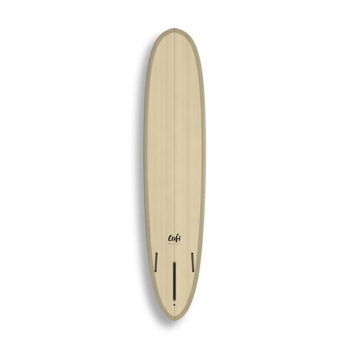 Longboard Magic da Lufi Surf Co na cor Areia, visto pelo bottom