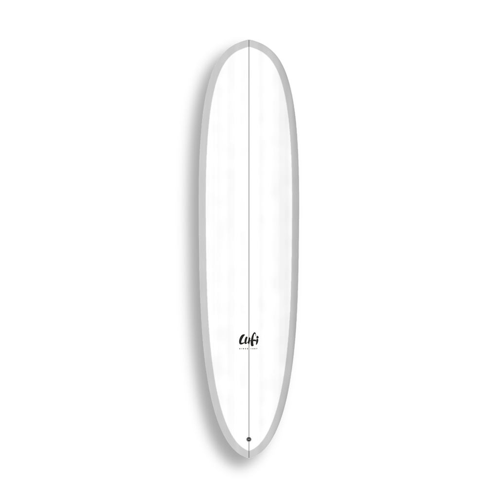 Mid-length Mini Magic da Lufi Surf Co na cor Branco, visto pelo deck