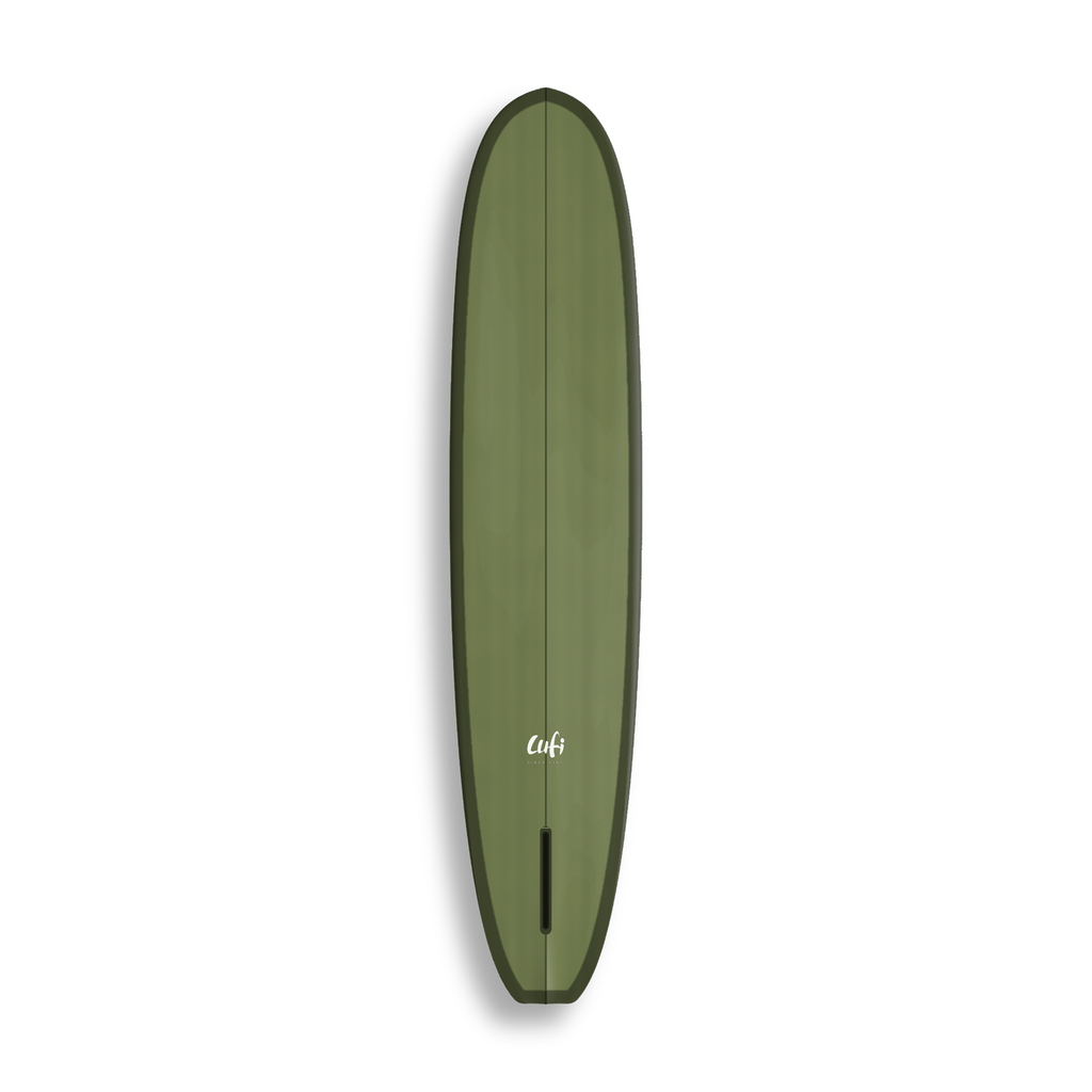 Longboard One Piece da Lufi Surf Co na cor Oliva, visto pelo bottom