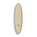 Mid-length Round Twin da Lufi Surf Co na cor Areia, visto pelo deck