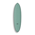 Mid-length Round Twin da Lufi Surf Co na cor Verde Água, visto pelo deck
