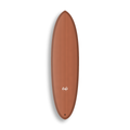 Mid-length Round Twin da Lufi Surf Co na cor Terracota, visto pelo deck