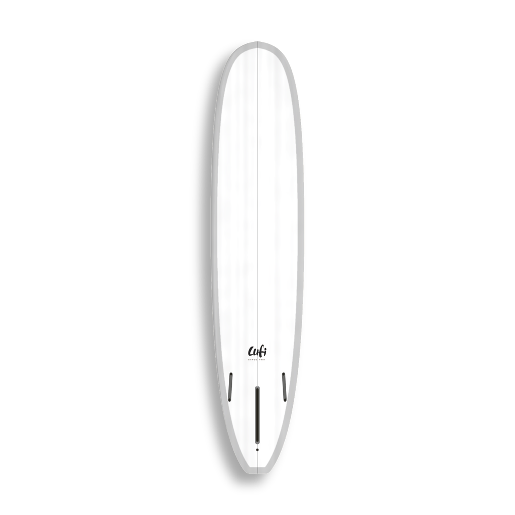Longboard Sea Captain da Lufi Surf Co na cor Branco, visto pelo bottom