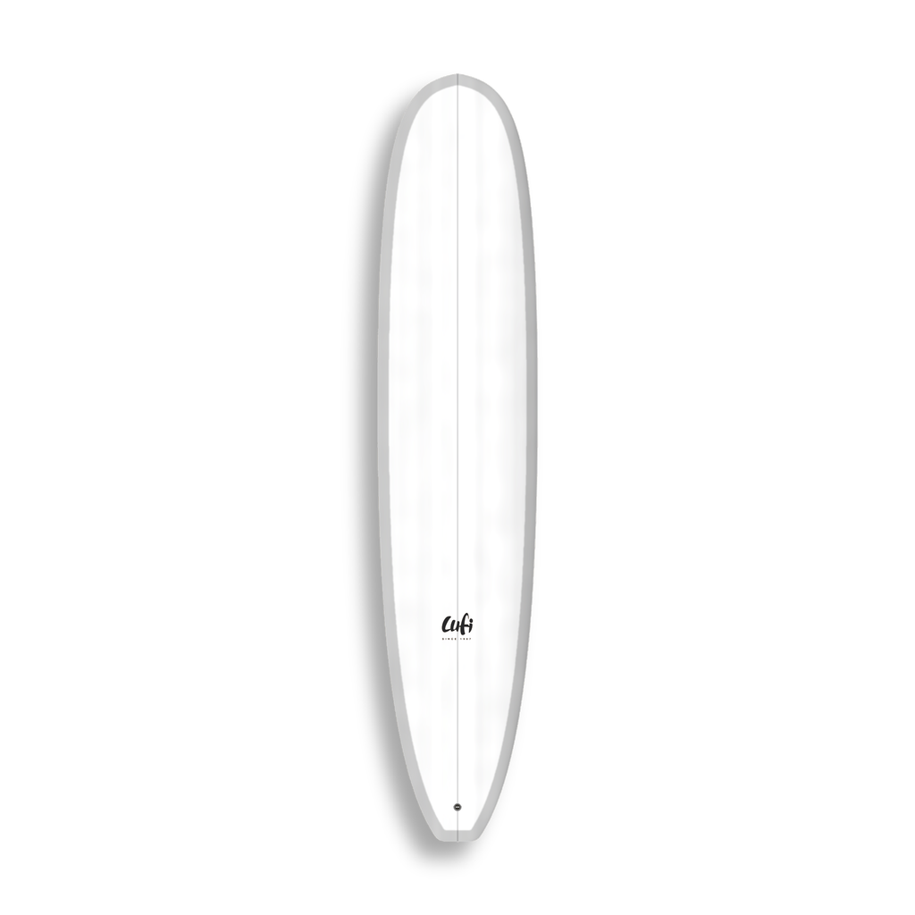Longboard Sea Captain da Lufi Surf Co na cor Branco, visto pelo deck