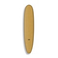 Longboard Sea Captain da Lufi Surf Co na cor Ocre Mostarda, visto pelo deck