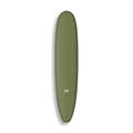 Longboard Sea Captain da Lufi Surf Co na cor Oliva, visto pelo deck