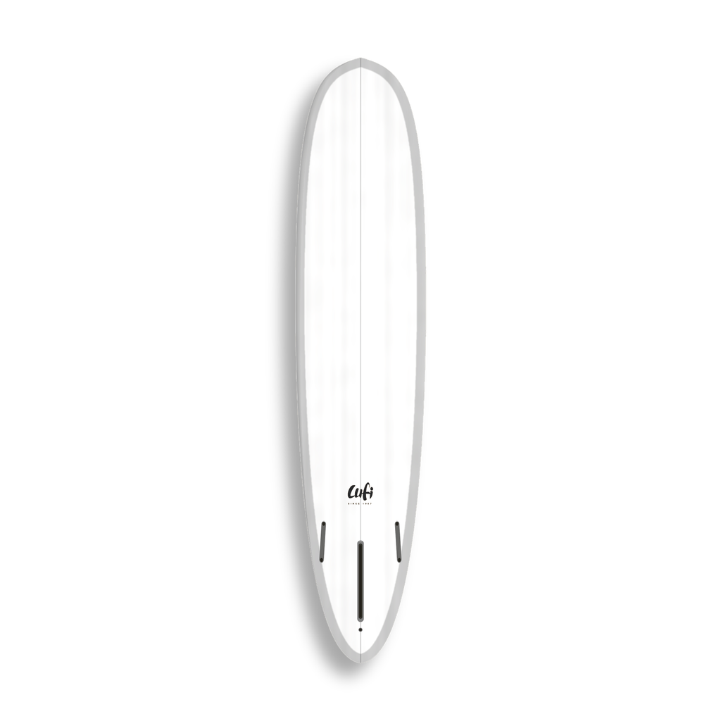 Longboard Sea Devil da Lufi Surf Co na cor Branco, visto pelo bottom