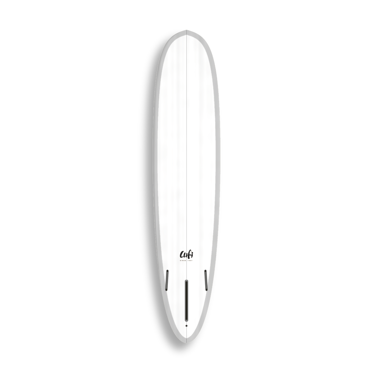 Longboard Sea Devil da Lufi Surf Co na cor Branco, visto pelo bottom