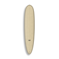 Longboard Sea Devil da Lufi Surf Co na cor Areia, visto pelo deck