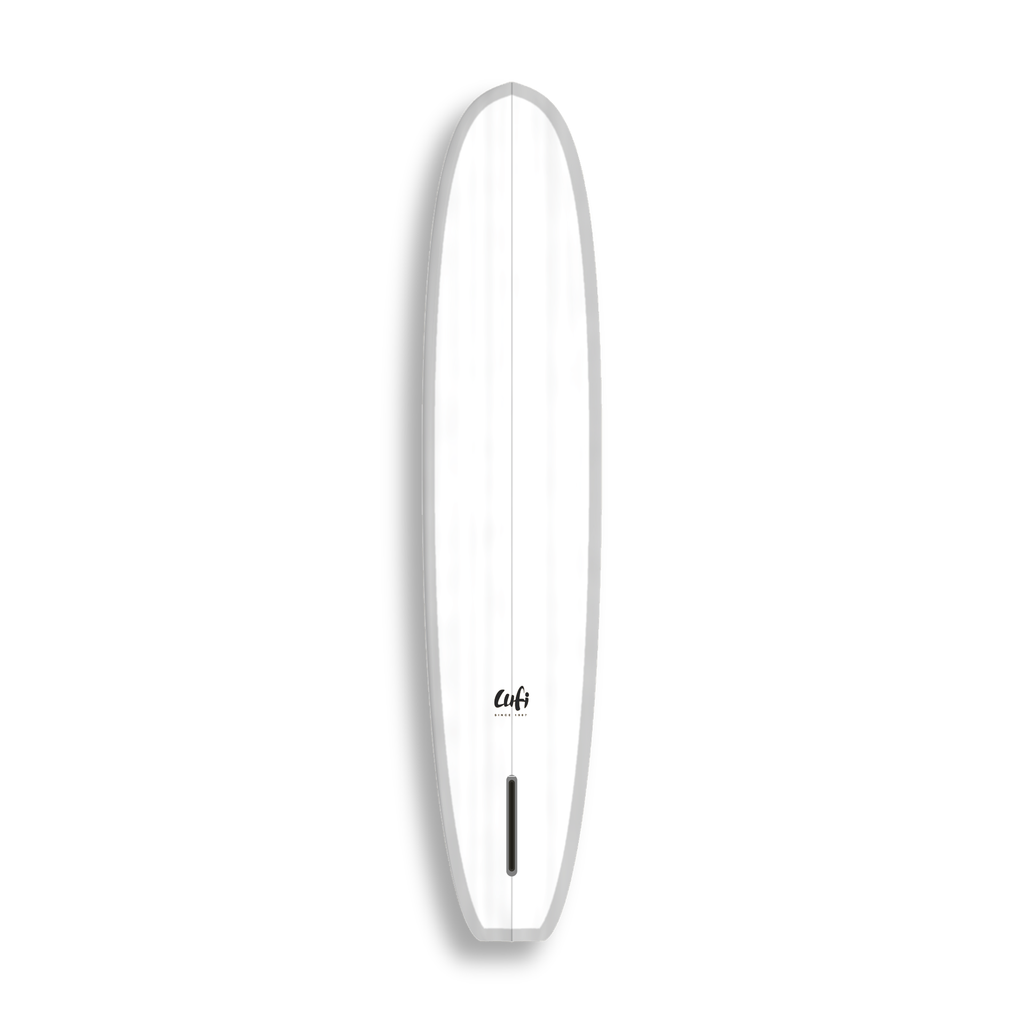 Longboard The One da Lufi Surf Co na cor Branco, visto pelo bottom