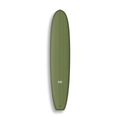 Longboard The One da Lufi Surf Co na cor Oliva, visto pelo deck