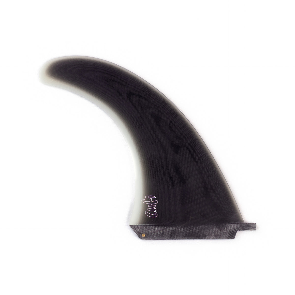 Quilha Longboard Polyvalent 10.5" da Lufi na cor Fumê, em pé sobre fundo branco