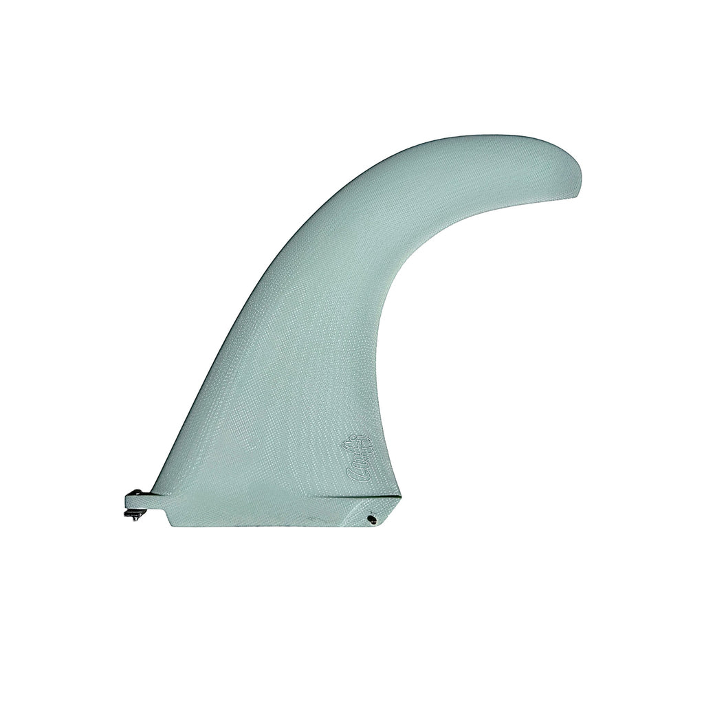 Quilha Singular 11" da Lufi na cor Azul Névoa, de perfil em fundo branco, com o gancho estendido e a base parafusada